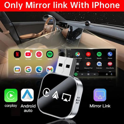 2026 Upgrade 3 in 1 Wireless Carplay Mirror Link Adapter for iPhone/Apple/Android Phone, wired to wireless Carplay adapter