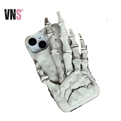 3D Silicone Phone Case for IPhone 16 15 14 13 11 12 Pro Max Shockproof Silicone Funny Skeleton Hand Halloween Soft Back Cover