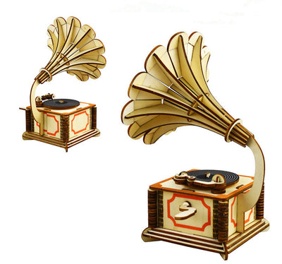3D Wooden Puzzle Model - Gramophone Design