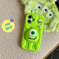 3D Cartoon Monster Holder Phone Case for Iphone16 15 14 13ProMax Shockproof Silicone Soft Cute Anti-drop High quality Back Cover