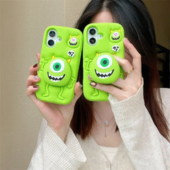 3D Cartoon Monster Holder Phone Case for Iphone16 15 14 13ProMax Shockproof Silicone Soft Cute Anti-drop High quality Back Cover